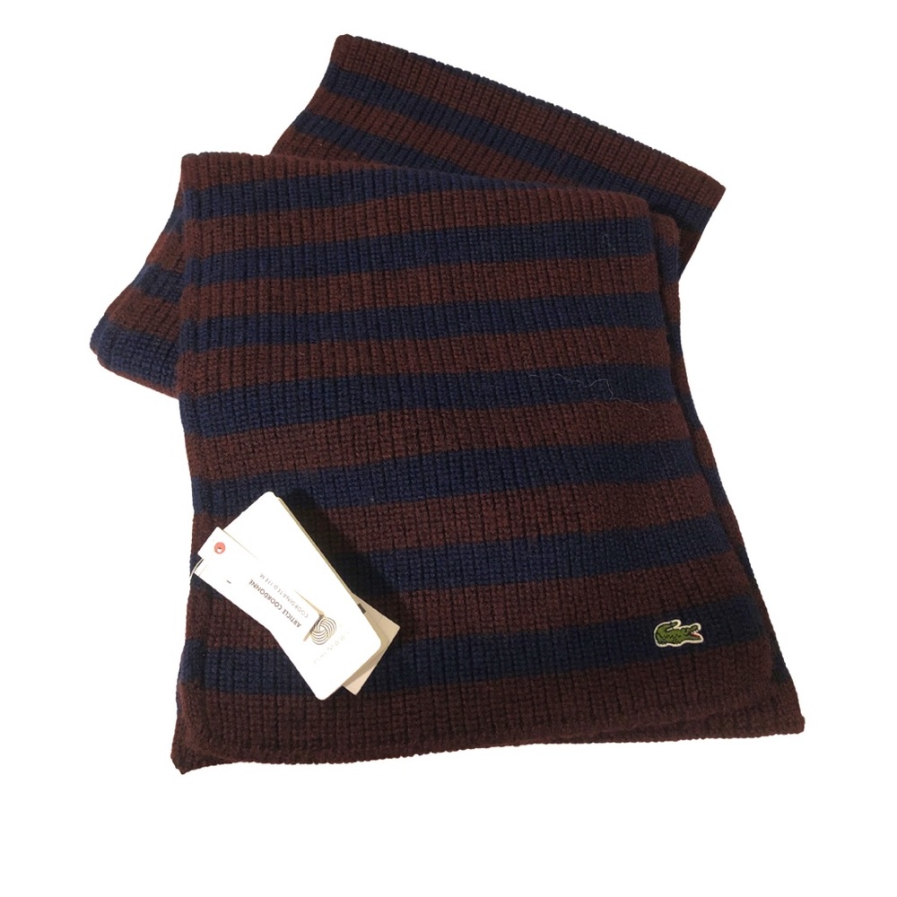 Lacoste Men's Ribbed Rectangular Wool Scarf